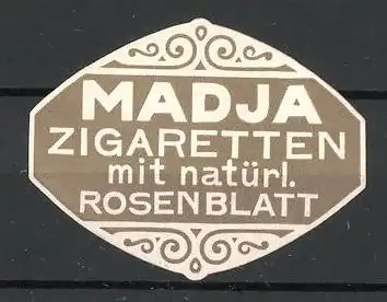 Präge-Reklamemarke "Madja"-Zigaretten, "Mit natürlichen Rosenblatt"