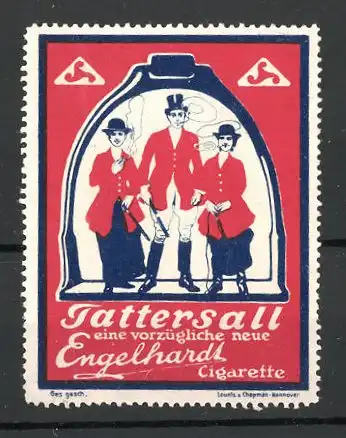 Reklamemarke "Tattersall"-Zigaretten der Firma Engelhardt, Reiter rauchen Zigaretten