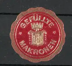 präge-Reklamemarke Gefüllte Makronen, Logo