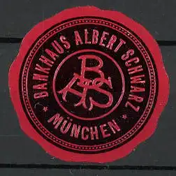 Präge-Reklamemarke Bankhaus Albert Schwarz in München, Logo