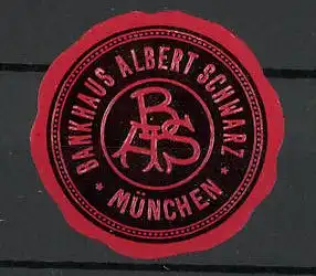 Präge-Reklamemarke Bankhaus Albert Schwarz in München, Logo