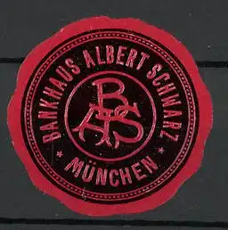 Präge-Reklamemarke Bankhaus Albert Schwarz in München, Logo