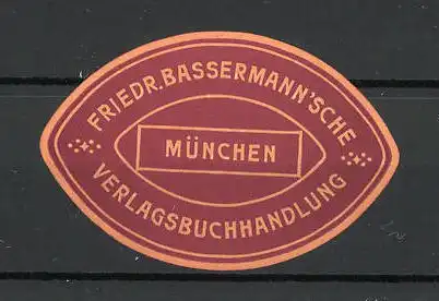 Präge-Reklamemarke Verlagshandlung Friedrich Bassermann'sche Verlagsbuchhandlung