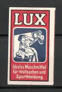 Reklamemarke "Lux"-Waschmittel, "Ideales Waschmittel!", Hausfrau mit Wäsche