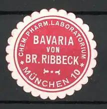 Präge-Reklamemarke Chemische Pharmazie "Bavaria" von Ribbeck in München, rot