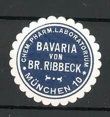 Präge-Reklamemarke Chemische Pharmazie "Bavaria" von Ribbeck in München, blau