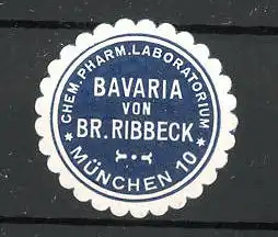 Präge-Reklamemarke Chemische Pharmazie "Bavaria" von Ribbeck in München, blau