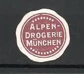 Präge-Reklamemarke Alpen-Drogerie München