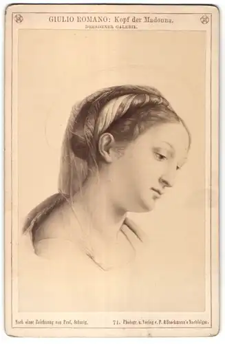Fotografie F. & Brockmann's Nachfolger, Gemälde von Giulio Romano, Kopf der Madonna
