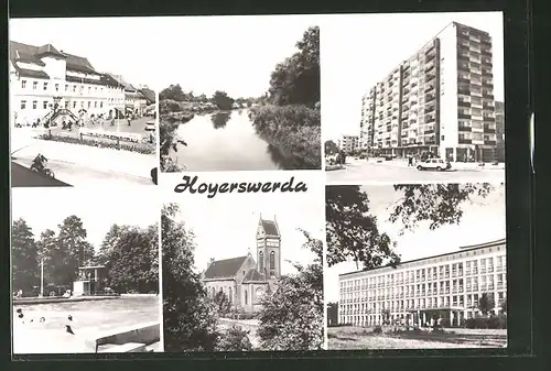 AK Hoyerswerda, Rathaus, Schwarze Elster, Im Zentrum, Kreiskrankenhaus, Freibad
