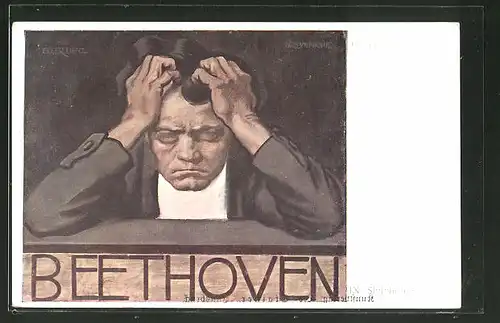 Künstler-AK Albin Egger-Lienz: Beethoven, Portrait des Komponisten