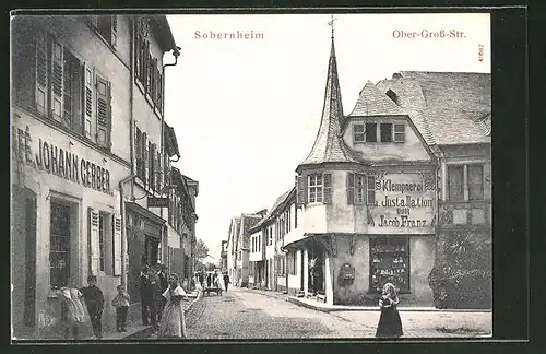 AK Sobernheim, Ober-Gross-Strasse mit Geschäften