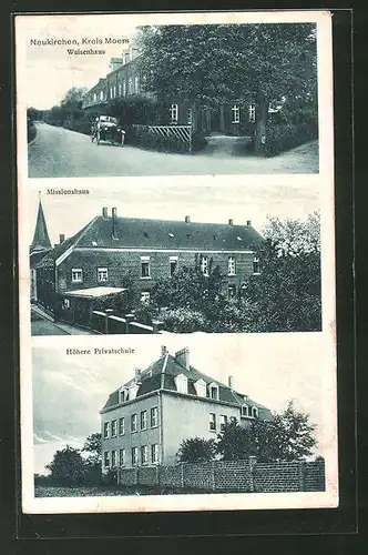 AK Neukirchen, Eingang zum Waisenhaus, Teilansicht vom Missionshaus, An der höheren Privatschule