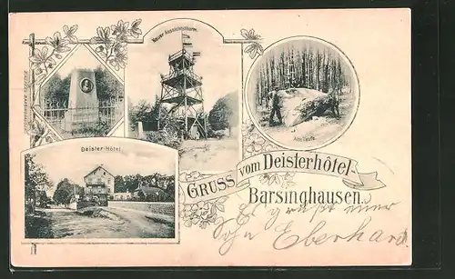 AK Barsinghausen, Deister-Hotel, Brauns-Denkmal, Alte Taufe