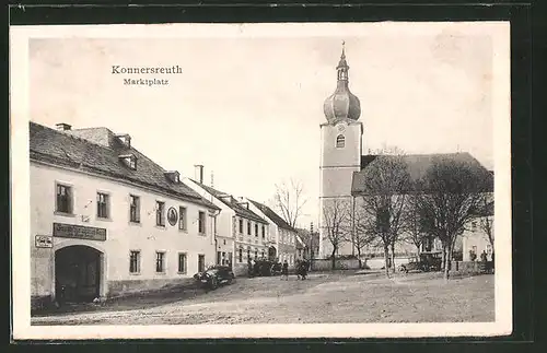 AK Konnersreuth, Marktplatz mit Kirche