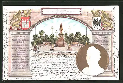 Präge-Lithographie Hamburg, Erinnerung an die Enthüllung des Kaiser Wilhelm II.- Denkmals 1903