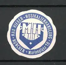 Reklamemarke Musikalienhandlung Max Hieber in München