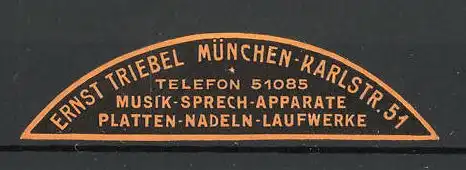 Reklamemarke Musikapparate, Plattennadeln bei Ernst Triebel in München