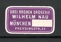 Leporello-Reklamemarke Drei Kronen Drogerie Wilhelm Nau in München