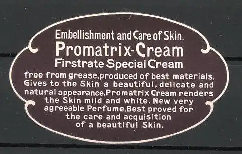 Reklamemarke Promatrix - Cream, firstrate Special Cream