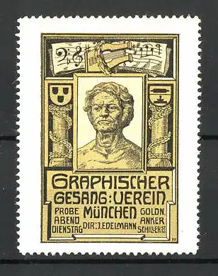 Reklamemarke Graphischer Gesangsverein München, Schiller