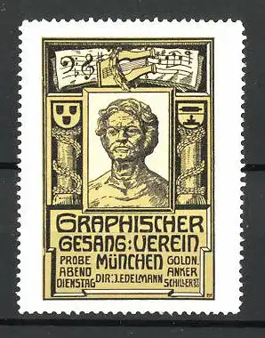 Reklamemarke Graphischer Gesangsverein München, Schiller