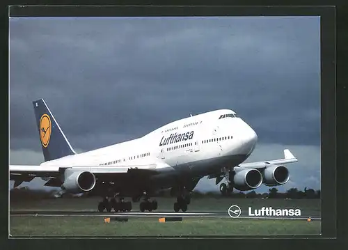 AK Boeing 747-400 von Lufthansa bei der Landung
