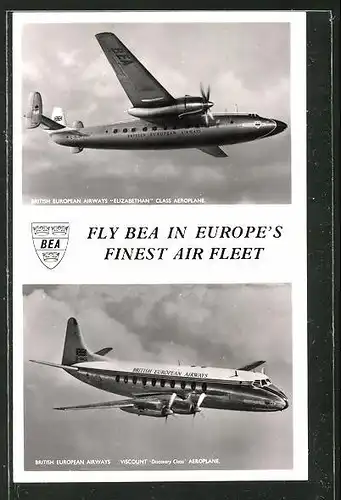 AK Flugzeuge Elizabethan und Viscount Discovery Class Aeroplane der British European Airways