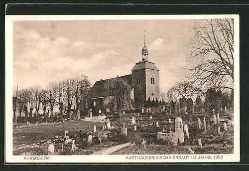 AK Ahrensbök, Karthäuser-Kirche erbaut im Jahre 1328 mit Friedhof