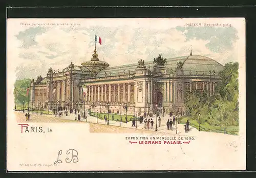 Lithographie Paris, Exposition universelle de 1900, le Grand Palais, Halt gegen das Licht