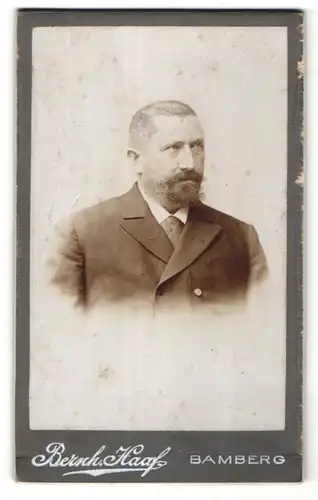 Fotografie Bernh. Haaf, Bamberg, Portrait älterer Herr mit Vollbart im Anzug