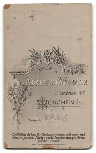 Fotografie Adalbert Werner, München, Portrait junger Herr mit zeitgenöss. Frisur