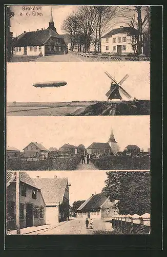 AK Brokdorf a/Elbe, Windmühle und Zeppelin