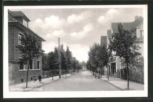 AK Genthin, Ortsansicht mit Bahnhofstrasse