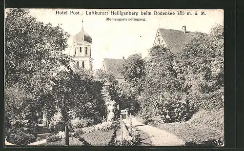 AK Heiligenberg b. Bodensee, Hotel Post, im Blumengarten-Eingang