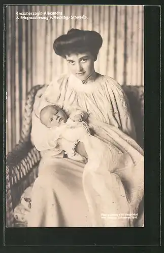 AK Grossherzogin Alexandra mit dem kleinen Erbgrossherzog von Mecklenburg-Schwerin