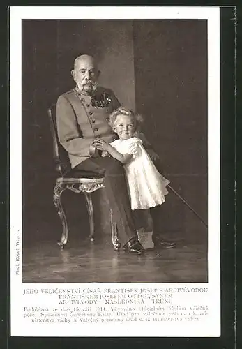 AK Kaiser Franz Josef I. von Österreich mit seinem Enkel Franz Josef Otto