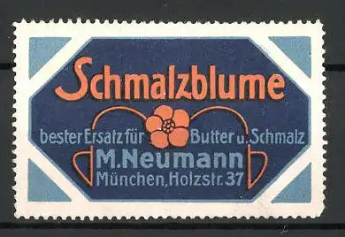 Reklamemarke "Schmalzblume"-Butterersatz der Firma Neumann, München, Blume