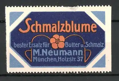 Reklamemarke "Schmalzblume"-Butterersatz der Firma Neumann, München, Blume
