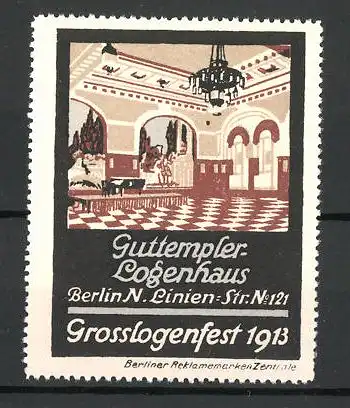 Reklamemarke Konditorei-Café im Guttempler-Logenhaus in Berlin, Konzertsaal