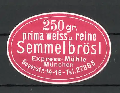 Präge-Reklamemarke Semmelbrösl der Express-Mühle München