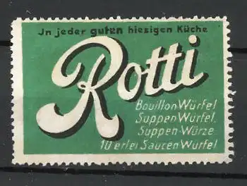 Reklamemarke "Rotti"-Bouillon-und Suppen-Würfel, grün