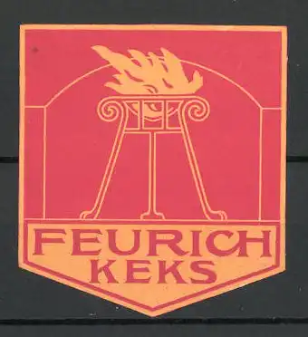 Präge-Reklamemarke "Feurich"-Keks, Feuerstelle