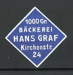 Präge-Reklamemarke Bäckerei Hans Graf