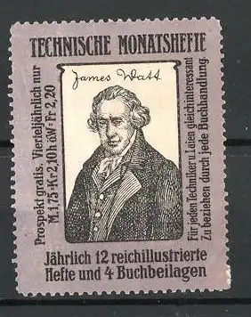Reklamemarke Technische Monatshefte, James Watt