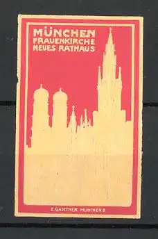 Präge-Reklamemarke München, Frauenkirche und Neues Rathaus