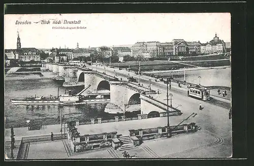 AK Dresden-Neustadt, Blick über die Friedrich-August Brücke nach Neustadt