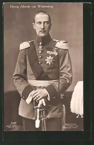 AK Herzog Albrecht von Württemberg in Uniform mit Epauletten
