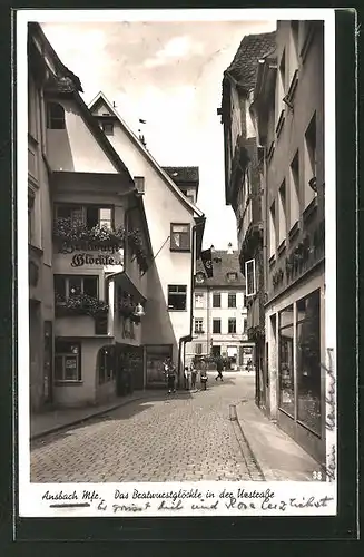 AK Ansbach / Mfr., Gasthaus Bratwurstglöcklein in der Uzstrasse