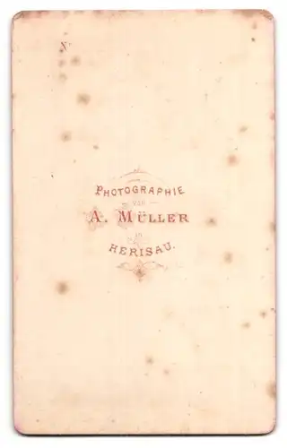 Fotografie A. Müller, Herisau, Portrait ältere Dame in Kleid mit Haube